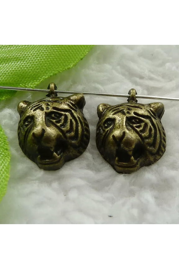 280 pcs bronze plated tiger head charms 17x14mm B1387