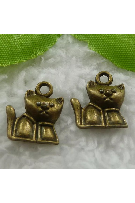 280pcs bronze plated cat charms 16X14mm B1117