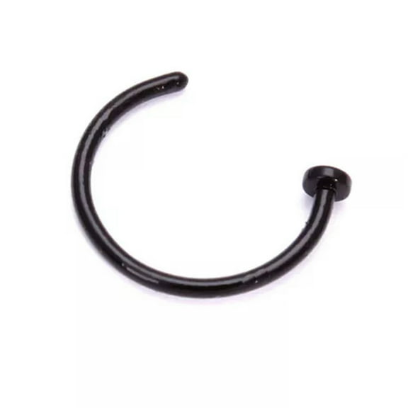 HOOUN 2PC Surgical Steel Open Lip Nose Ring Hoop Lip Fake Nose Piercing Stud Ear Ring-black-8mm