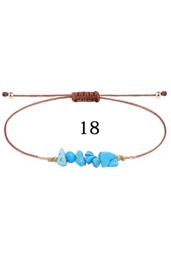 2Pcs Breakstone Stone Bracelet Irregular Wax Line Woven Bracelet Adjustable-18-2PCS