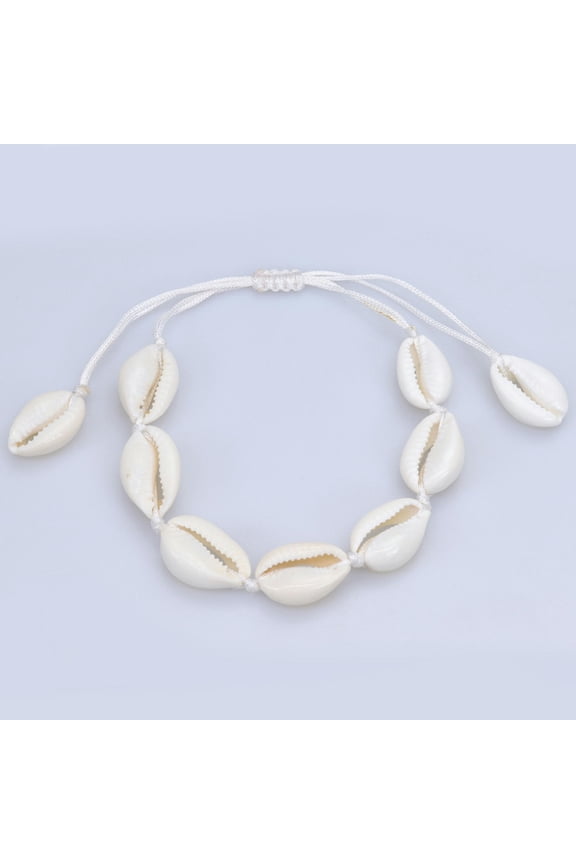 2Pcs Marine Shell Woven Bracelet Hawaiian Style Beach Shell Necklace Adjustable-5 bracelet-2PCS