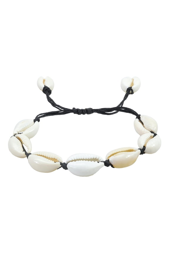 2Pcs Marine Shell Woven Bracelet Hawaiian Style Beach Shell Necklace Adjustable-6 bracelet-2PCS