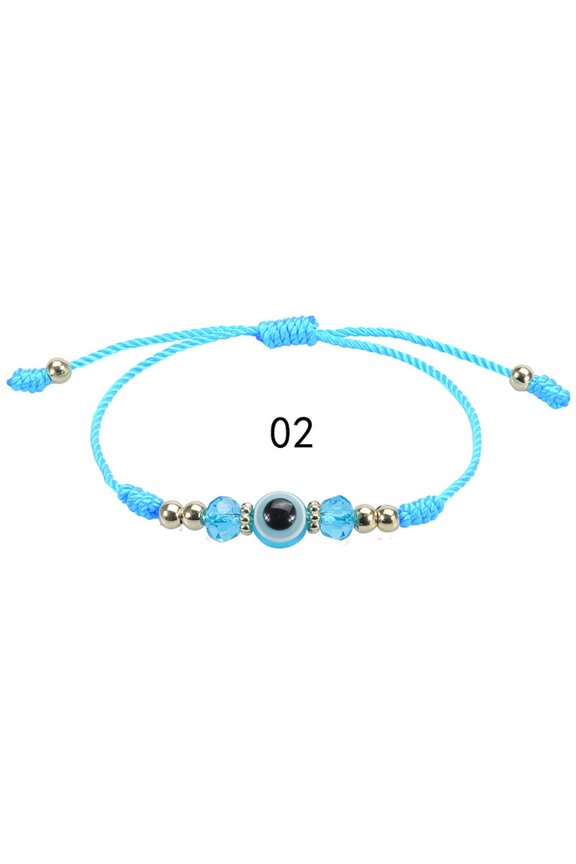 2Pcs Resin Demon's Eye Crystal Boy Girl Lucky Hand Rope Adjusted Weave Bracelets-2-2PCS