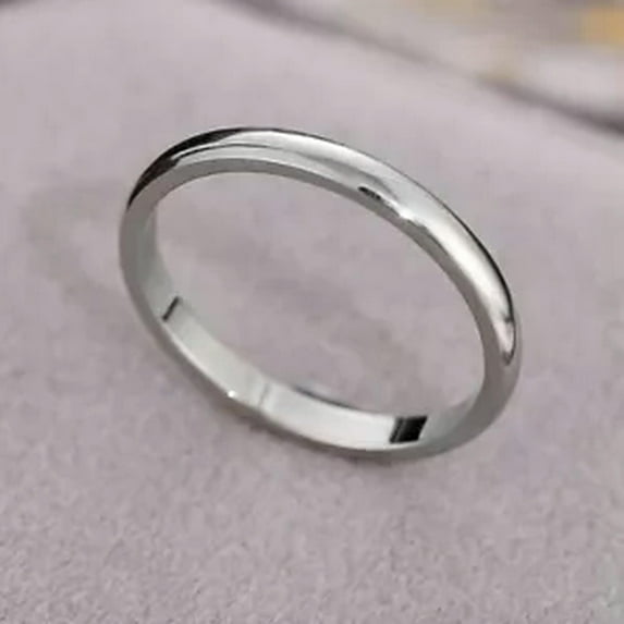HOOUN 2mm Circle Thin Ring Stainless Finger Ring Couple Ring Prime Ring Minimalist CA-silver-10