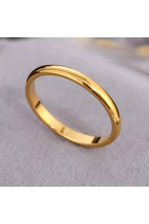 2mm Circle Thin Ring Stainless Finger Ring Couple Ring Prime Ring Minimalist -gold-4