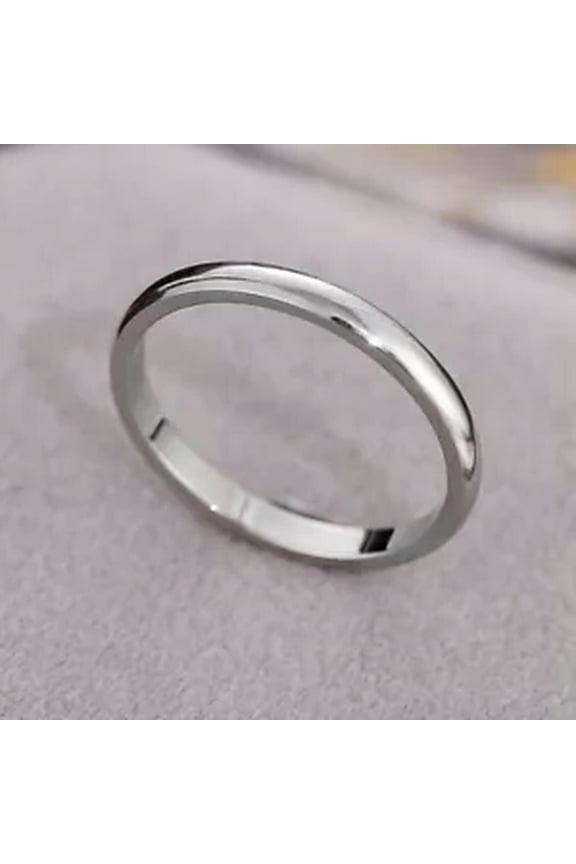 2mm Circle Thin Ring Stainless Finger Ring Couple Ring Prime Ring Minimalist -silver-8