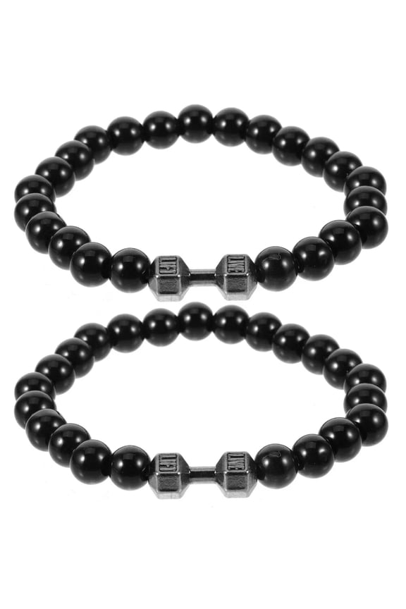 2pcs Beads Gym Bracelets Weight Bracelet Bead Bracelet Alloy Dumbbell Bracelet