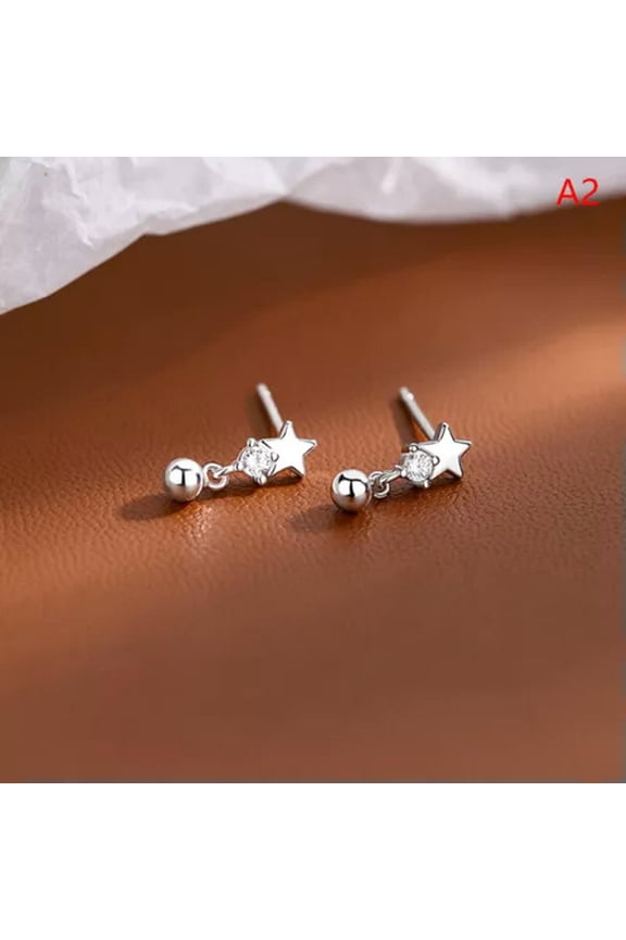 2pcs Minimal Crystal Star Ear Studs Earring Women Korean Helix Studs Tragus C:yq-A2