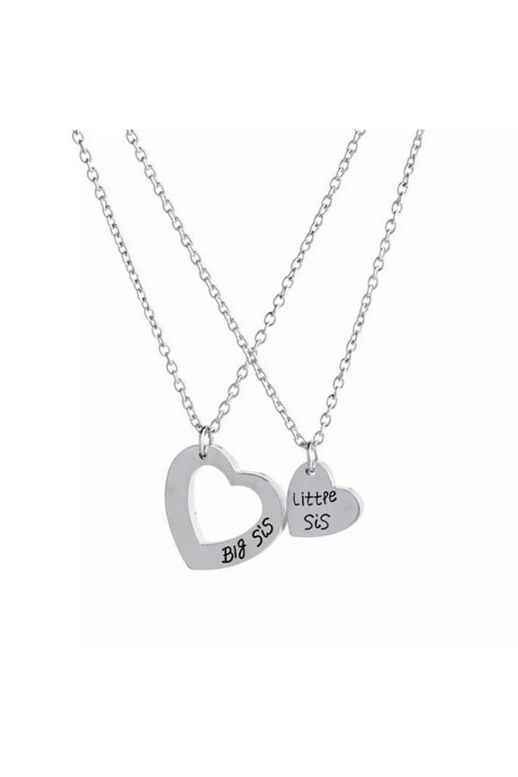 2pcs Sister Necklace Matching "Little Sister Big Sister" Pendant Necklace D -lq@
