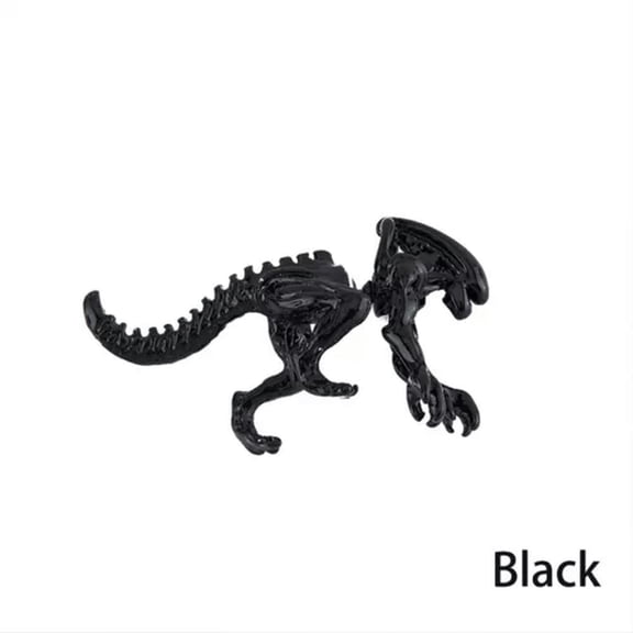 HOOUN 2pcs/pairs 3D Scary Monster Alien Stud Earring Black Color Dinosaur Punk Earr:yy-Black