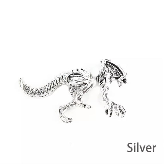 HOOUN 2pcs/pairs 3D Scary Monster Alien Stud Earring Black Color Dinosaur Punk Earr:yy-Silver