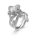 thumbnail image 1 of HOOUN 2pcs/set Flower Multi-color Crystal Rings for Women Wedding 925 Silver Jewelry-9-6# White Stone, 1 of 9
