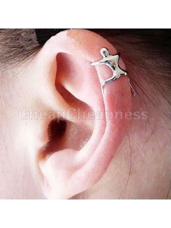 2x Climbing Man Naked Climber Ear Cuff Clip Upper Helix Cartilage Earrin.-lq@