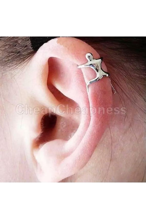 2x Climbing Man Naked Climber Ear Cuff Clip Upper Helix Cartilage Earrin.-lq@