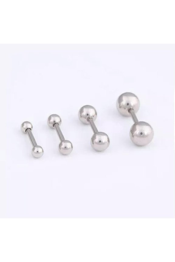 2x Ear Cartilage Stainless Steel Barbell Helix Tragus Stud Piercing Bar Earring-Silver-4mm
