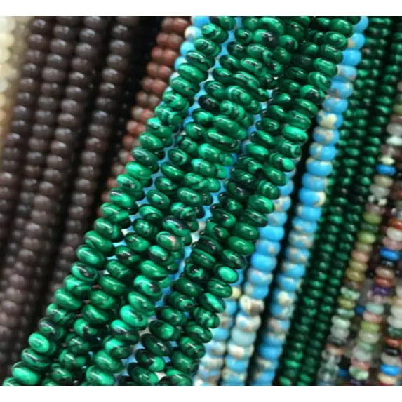 HOOUN 2x4mm Natural Gemstone Flat Spacer Round Loose Beads for Jewelry Making 15.5''-6 malachite-38-40cm