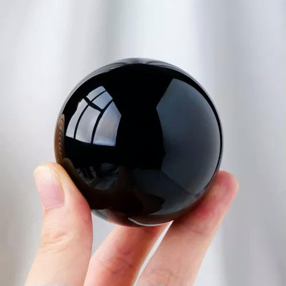 HOOUN 3-7cm Natural Obsidian Black Quartz Crystal Sphere Ball Healing Reiki Home Decor-4cm