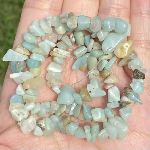 HOOUN 3-8mm Natural Stone Gravel Beads Gemstone Chips Beads for Jewelry Making 15.5"-Amazonite-5-8mm