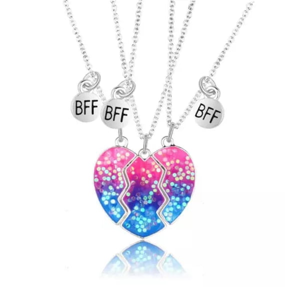 HOOUN 3 Pcs Broken Heart Best Friend Forever Butterfly Star Friendship Necklace Gift-Dots