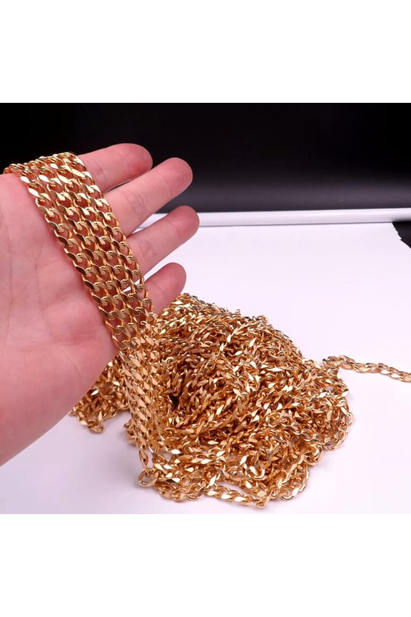3 meter Gold Huge 8mm Curb Link Chain Stainless Steel Jewelry Findings Chain DIY