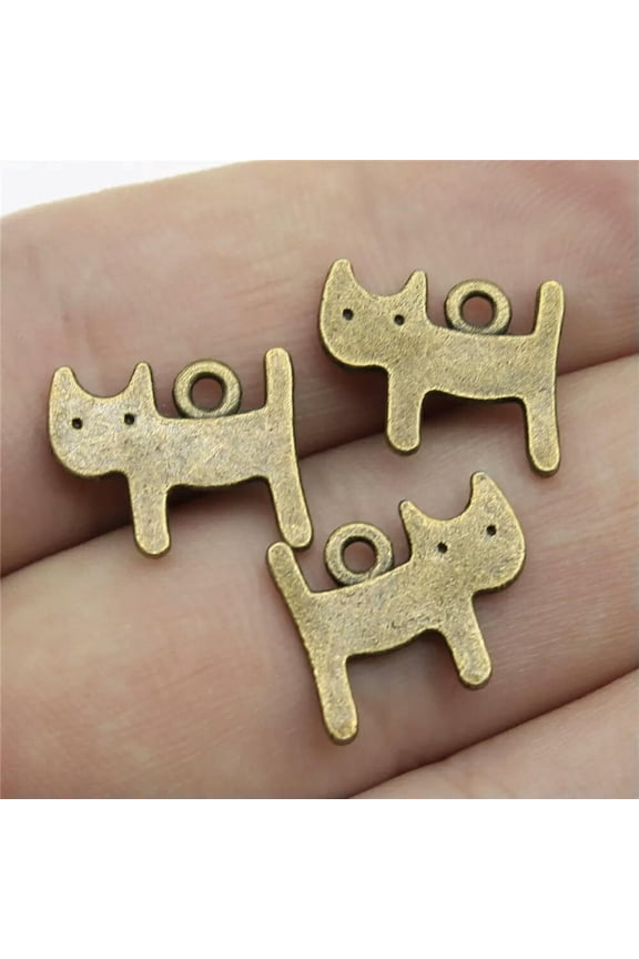 300 Pcs Bronze Plated Cat Charms Pendants 14X12MM A11487 Diy