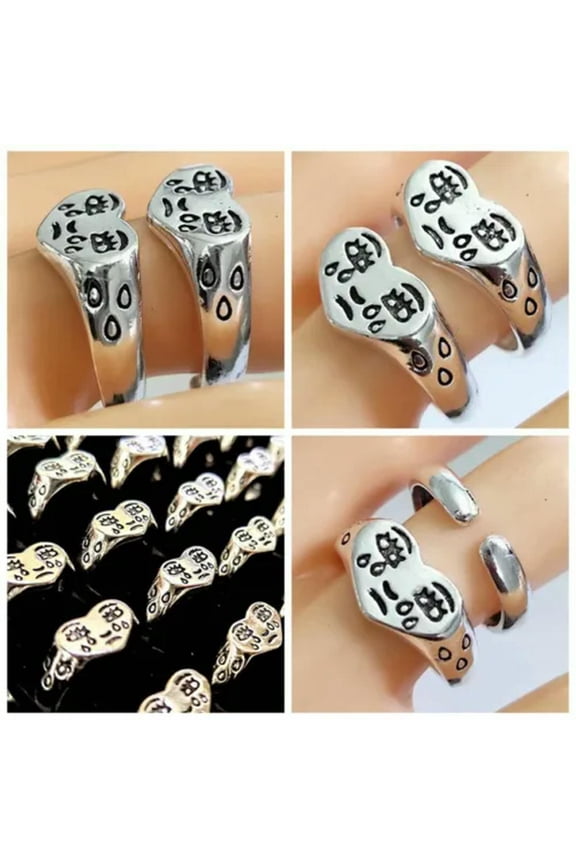 30pcs Crying Face Adjustable Ring Women Tears Open Rings Creative Design Jewely