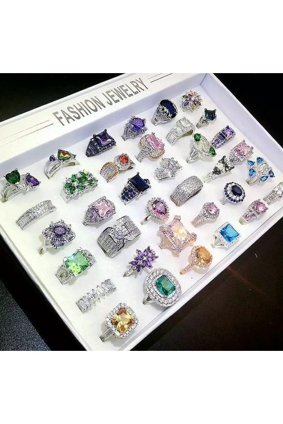 30pcs Lady's Jewelry Wholesale lots Assorted Cute Rhinestone Fashion Rings