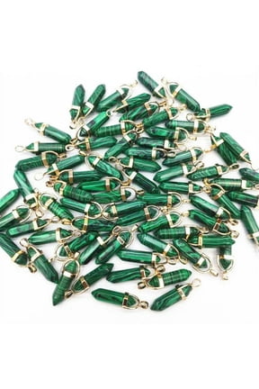 30pcs Malachite Stone Hexagonal Column Pendants for DIY Jewelry Making Wholesale