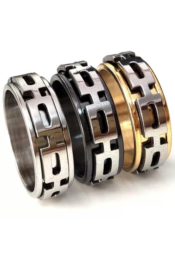 30pcs Unique Design Rotating Men Women Ring 8mm Stainless Steel Spinner Ring