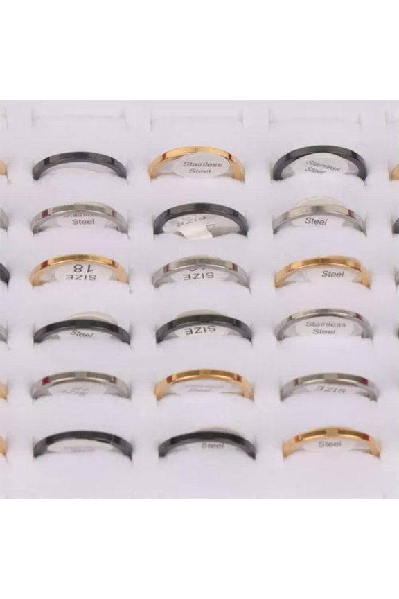 30pcs/lot 2mm-8mm Classic Smooth Polishing Stainless Steel Rings Width Party -China-2mm plane rings