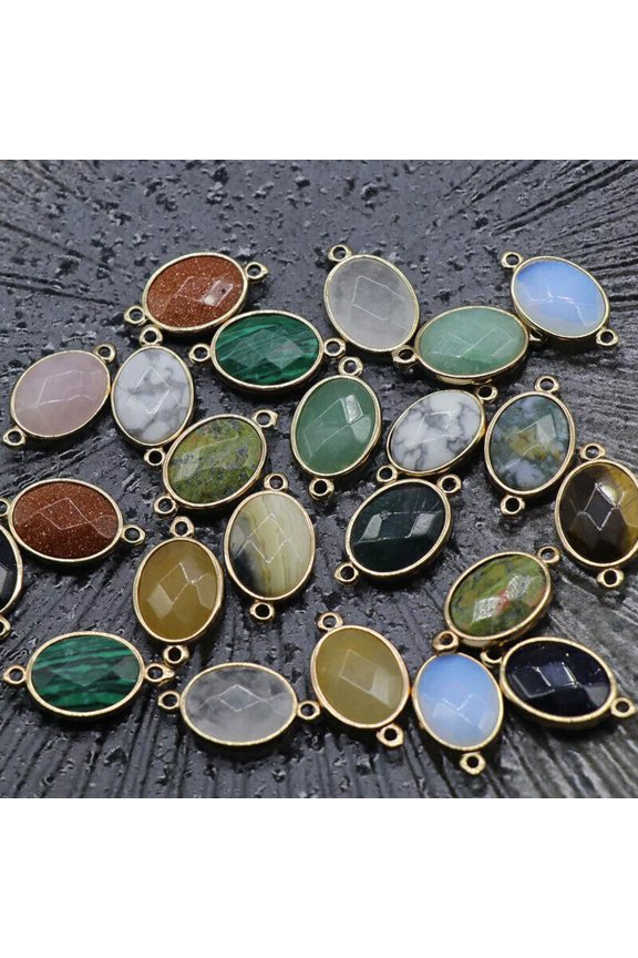 30pcs/lot Wholesale Natural Crystal Quartz Stone Mixed Pendants Connector DIY