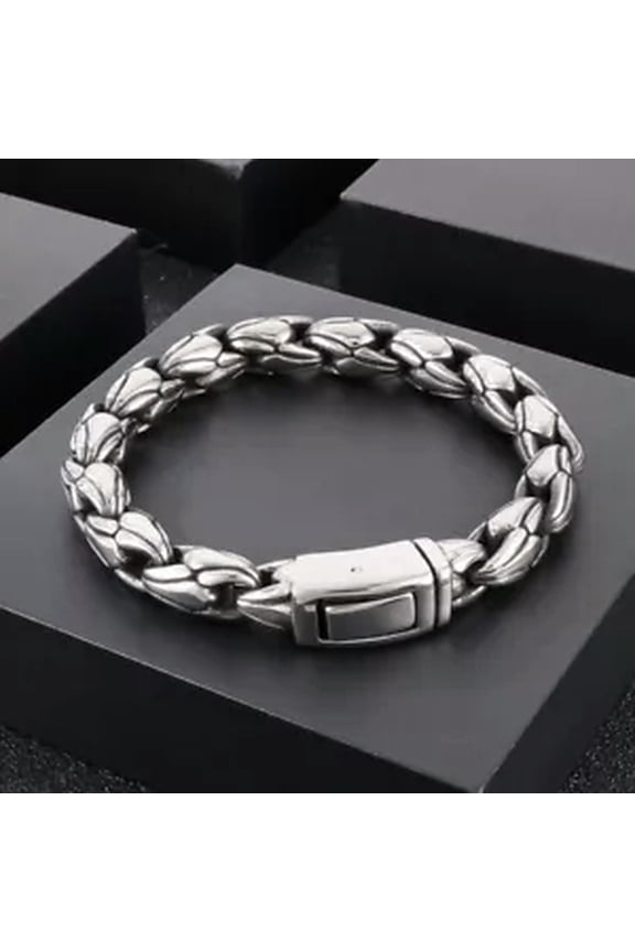 316L Stainless Steel Casting Solid Link Chain Bracelet Bangle For Mens 8.66''-silver