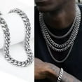 thumbnail image 1 of HOOUN 316L Stainless Steel Miami Cuban Link Chain 5mm Silver For Men Women 20"-30"-20, 1 of 9