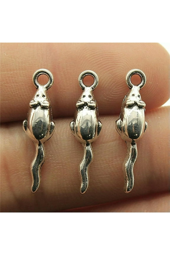 320 Pcs Antique Silver mouse Charms Pendant 24x6MM B11956