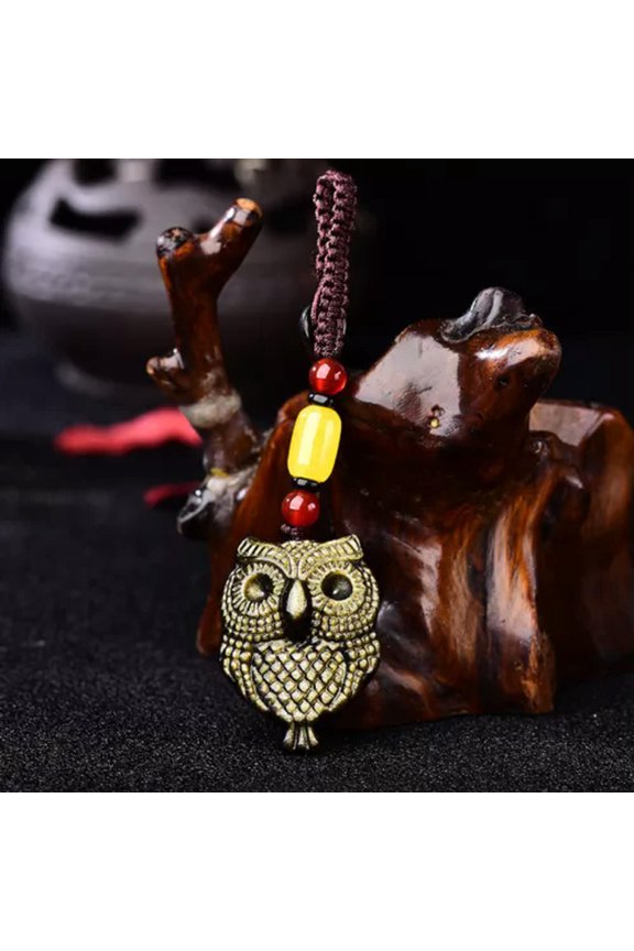 32mm Natural Obsidian Owl Chakra Talisman Amulet Protection Necklace Crystal-owl keychain