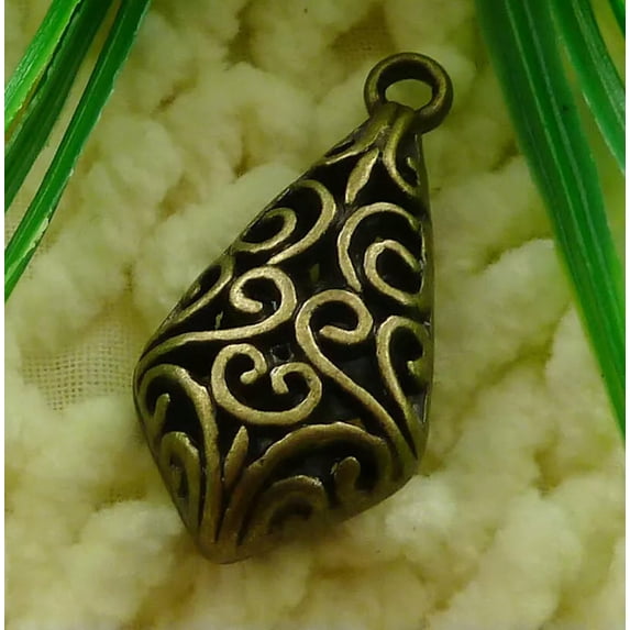 HOOUN 36 Pcs Bronze Plated Hollow Out Charms 33X17MM S2328 DIY Jewelry Making