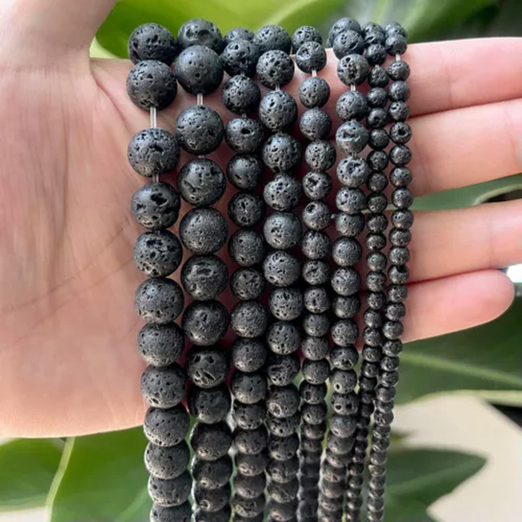 HOOUN 360-900pc Natural Volcanic Rock Smooth Round Beads 4mm 6mm 8mm ...