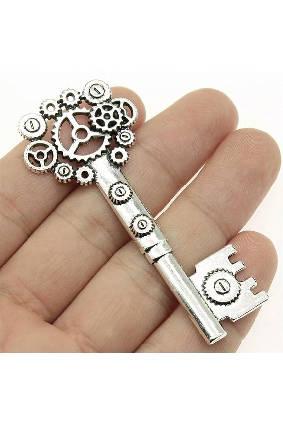 37 Pcs Antique Silver gear wheel key Charms Pendant 71X30MM C11037