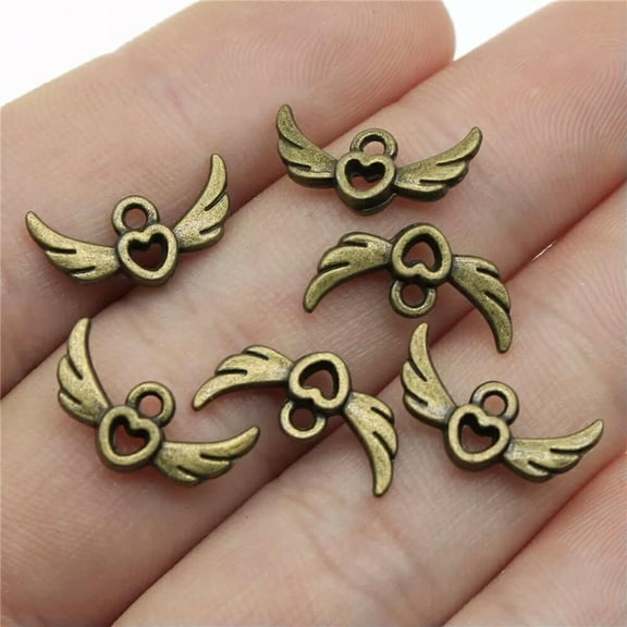 HOOUN 380 Pcs Bronze Plated Wing Charms Pendant 16X8MM B16712