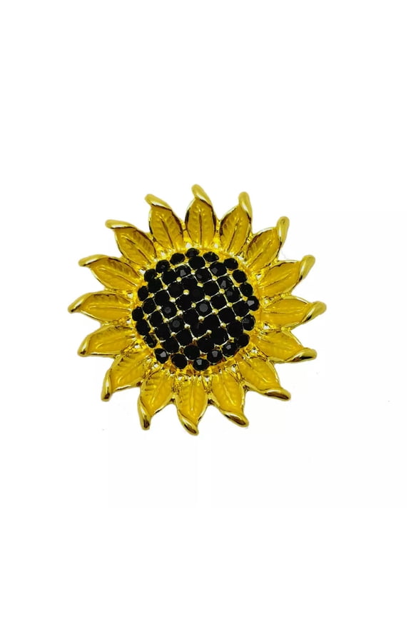 3D Crystal Sunflower Chunk Charm Snap Button Fit 18mm Snap Jewelry DIY