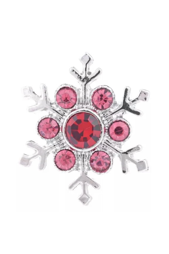 3D Snowflake Crystal Chunk Charm Snap Button Fit 18mm Snap Jewelry DIY -ROSE