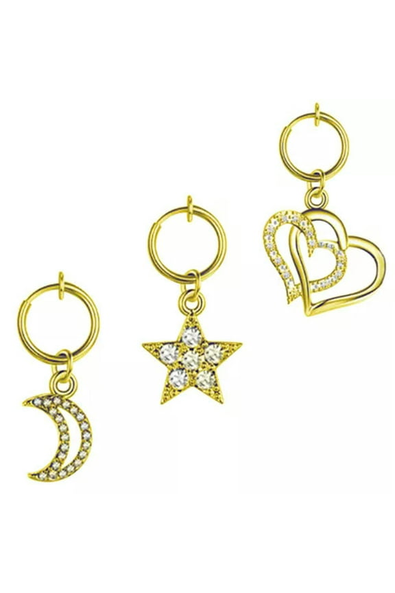 3PCS Clip on Belly Button Rings Fake Belly Piercing Non Piercing Navel Ring-Gold