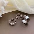 thumbnail image 1 of HOOUN 3Pcs/set Round Ring Resizable Opening Fashion Design Women Accessories Ring Gift-silver, 1 of 9