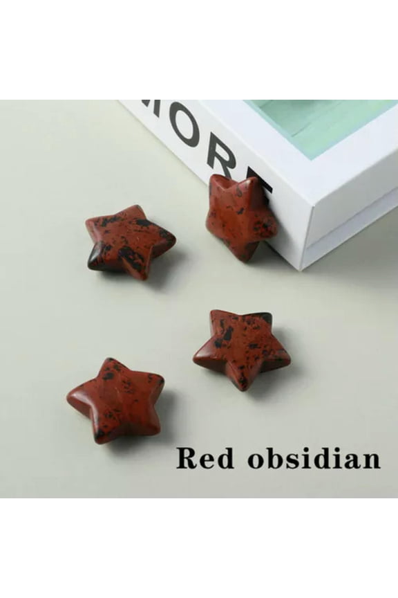 3cm Star Moon Rock Stone Gemstone Crystal Quartz Healing Necklace Carved Pendant-(no rope&hole) Red obsidian