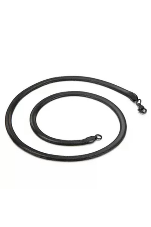 3mm/ 5mm Simple Fashion Flat Snake Chain Necklace Stainless Steel Jewelry Women-Black-3mm-20 inches