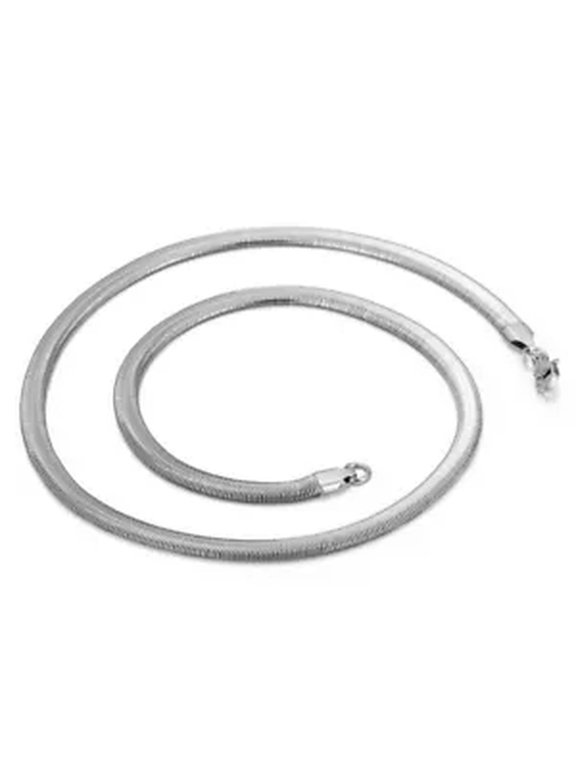 3mm/ 5mm Simple Fashion Flat Snake Chain Necklace Stainless Steel Jewelry Women-Silver-3mm-20 inches