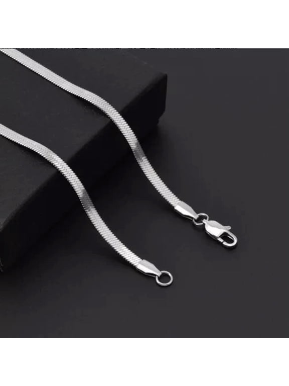 3mm Solid Silver Herringbone Chain Necklace for Women&Men Collar Jewelry 16-30in-26"-3mm Solid Herringbone Chain