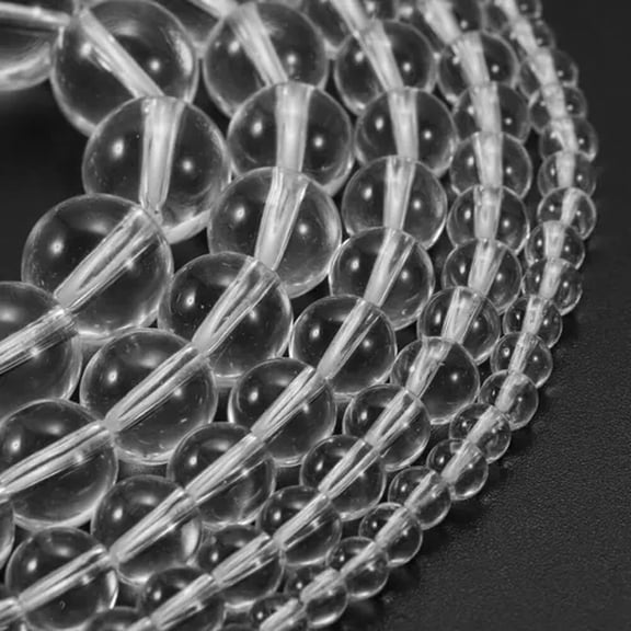 HOOUN 4-12mm Limpidity Transparency Glass Bead Round Loose Spacer Beads Jewelry Making-8mm X 48Pcs