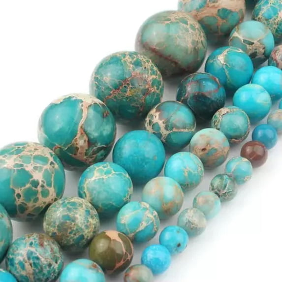 HOOUN 4-12mm Natural Turquoises Howlite Sediment Round Loose Beads for Jewelry Making-lake blue sediment-8mm 46pcs beads