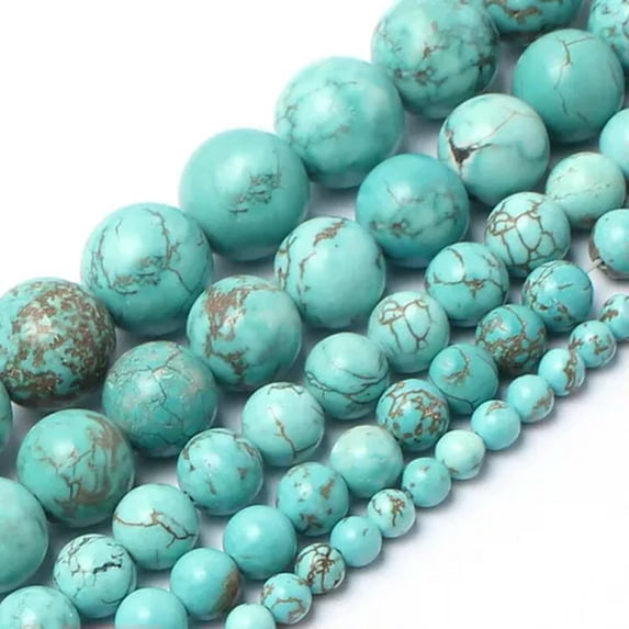 HOOUN 4-12mm Natural Turquoises Howlite Sediment Round Loose Beads for Jewelry Making-turquoise-12mm 36pcs beads